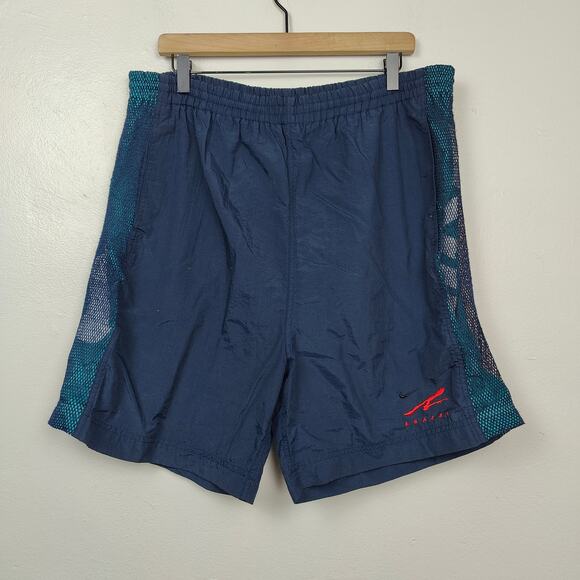 Vintage 90s Andre Agassi Nike Shorts‎ Mens XL Navy Blue Mesh Tennis Performance - Picture 1 of 7